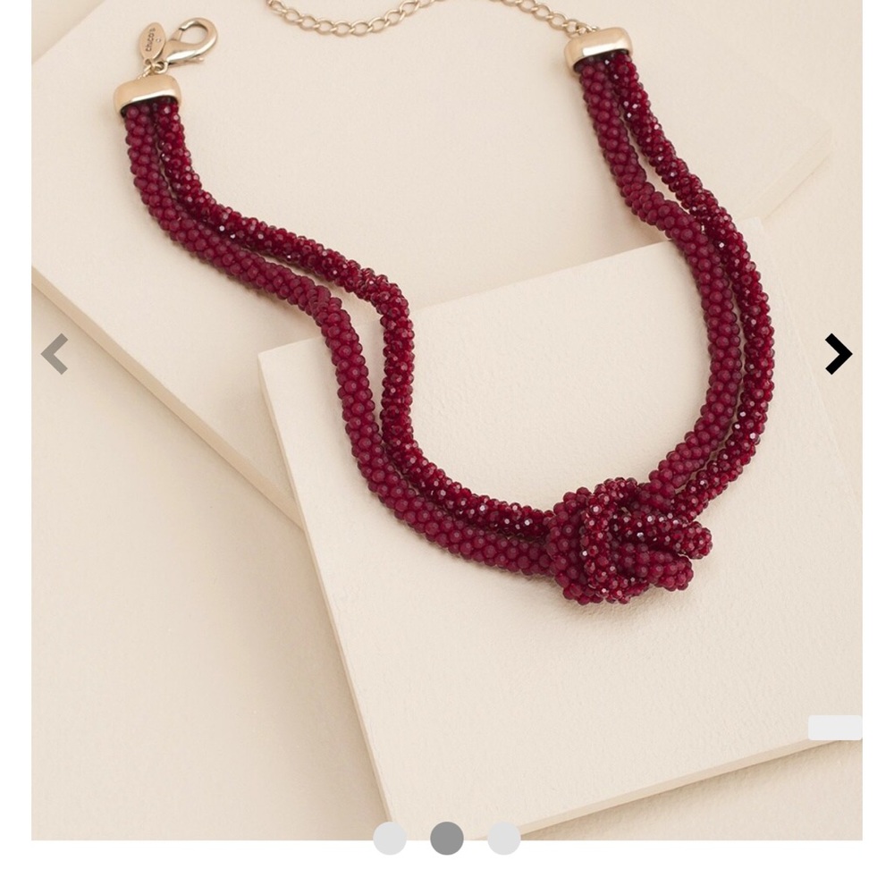 NWT Chico’s Red Beaded Knot Necklace - Picture 2 of 3